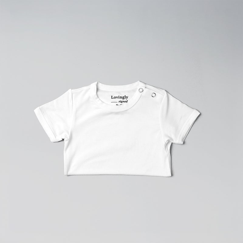 Lovingly Signed White Bamboo Short Sleeve Babygrow (Size 0-3 months) - Image 1